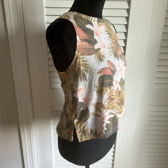 Floral Summer/Spring Cotton Sleeveless Tank Top - Multicolor - Picture 2 of 3